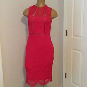 Just Me Red Lace Midi Dress S
